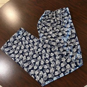 Zara Navy‎ & White Shell/Fan Silky Wide Leg Pants Sz S - EUC